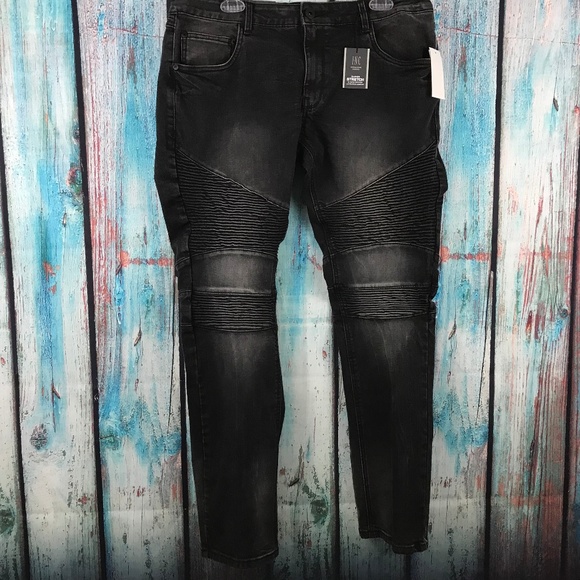 Black Wash Moto Jean Skinny Stretch 